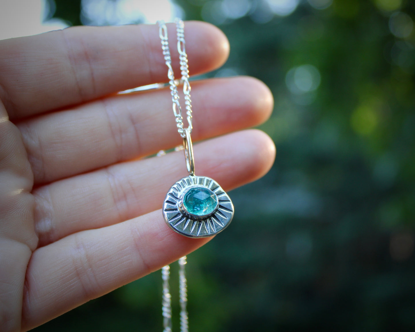 Sunburst necklace | Paraiba apatite
