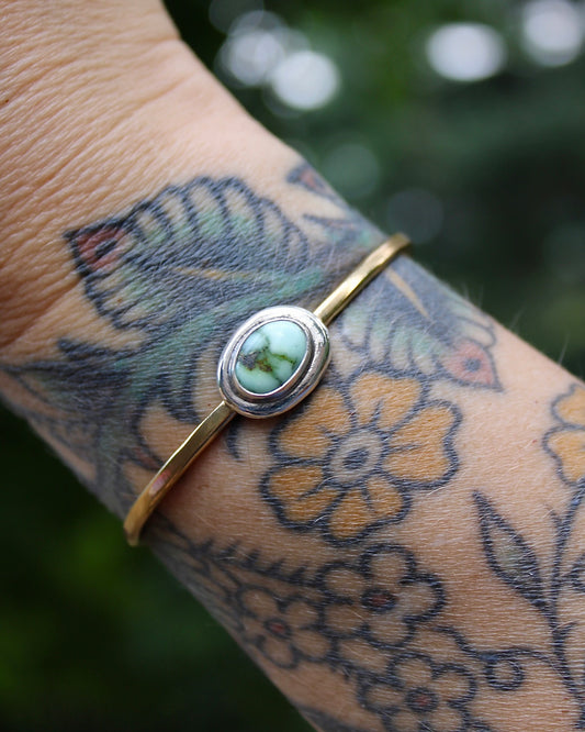 Uncommon brass cuff | Palomino variscite