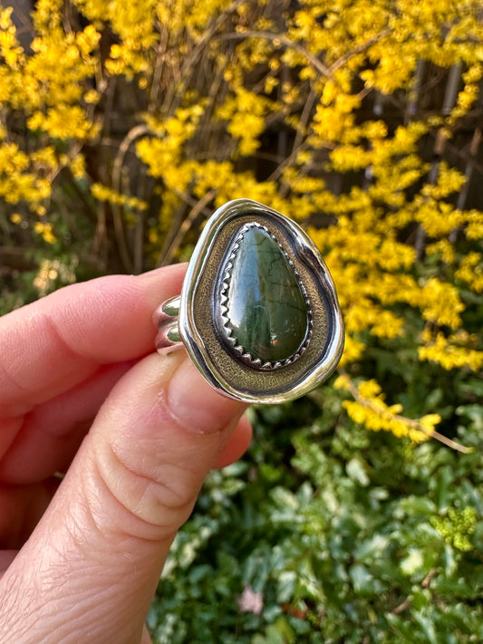Melted ring | Green jadeite
