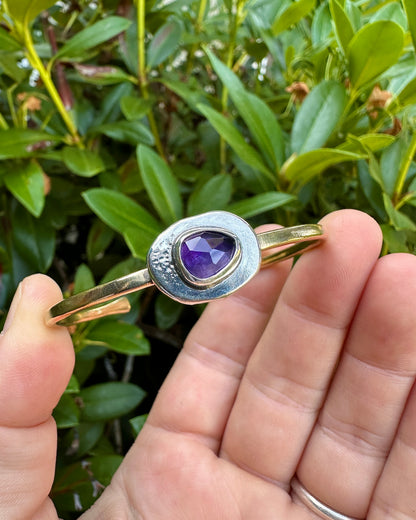 Uncommon brass cuff | Amethyst (triangle)