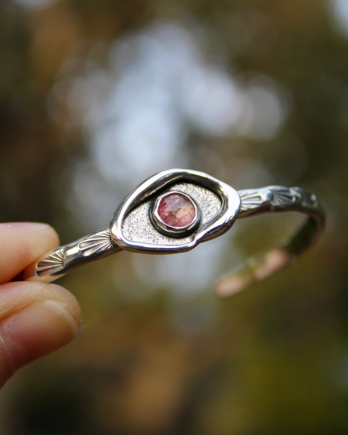 Melted stacker cuff | Pink tourmaline