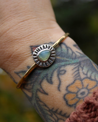 Sunburst brass cuff | Peruvian opal