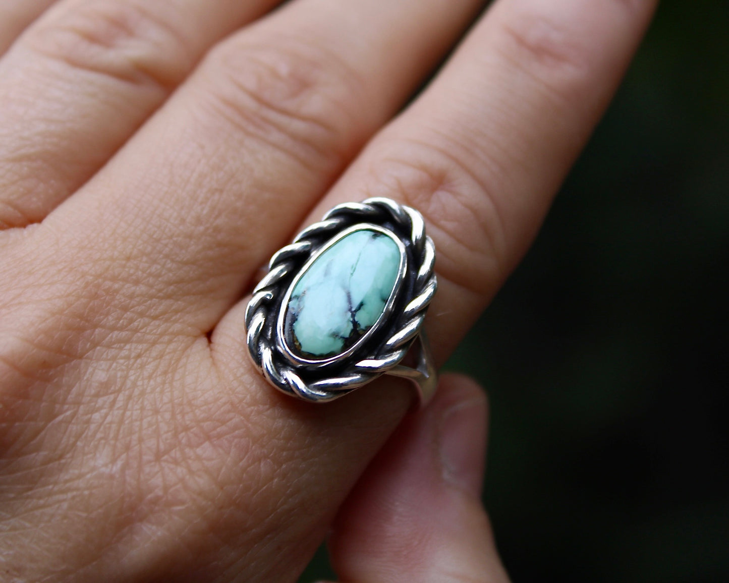 Roped In ring | New Lander variscite (size 9.25)