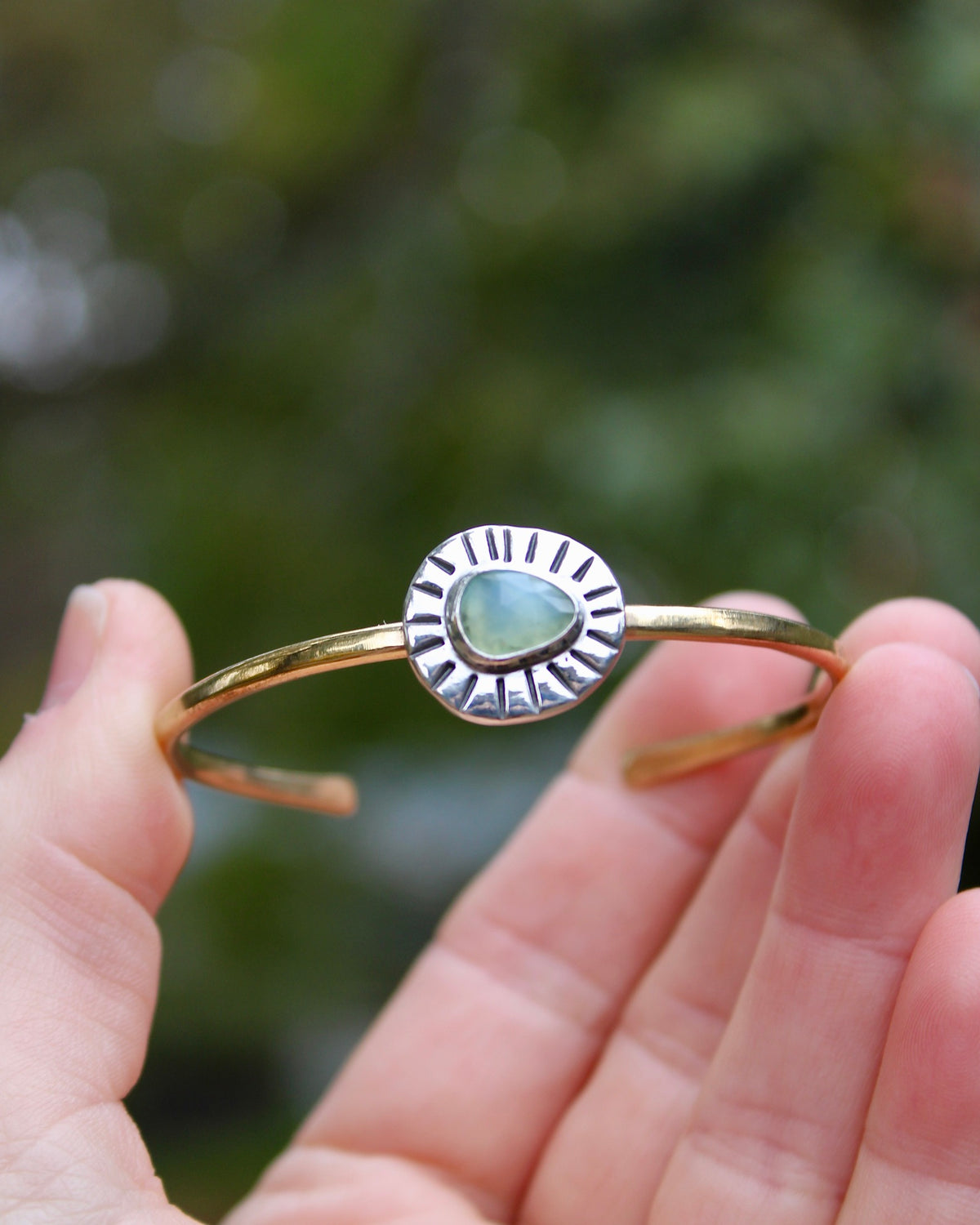 Sunburst brass cuff | Peruvian opal