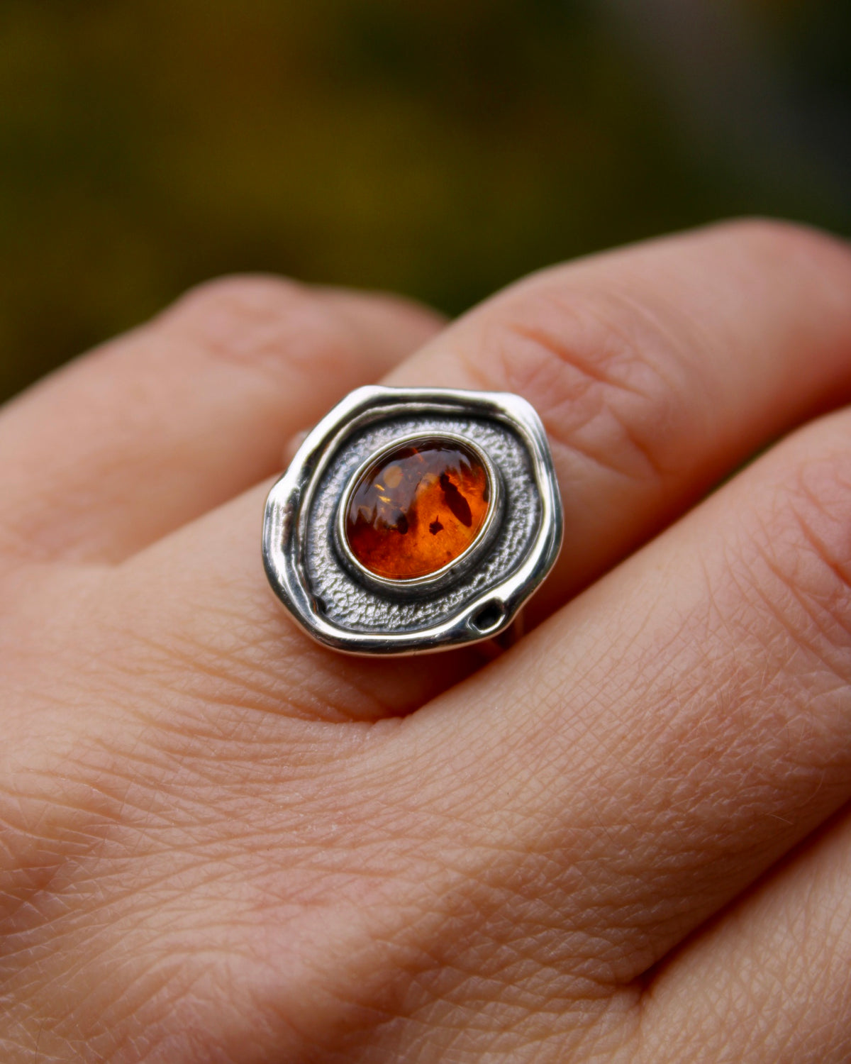 Melted ring | Baltic amber (size 7)
