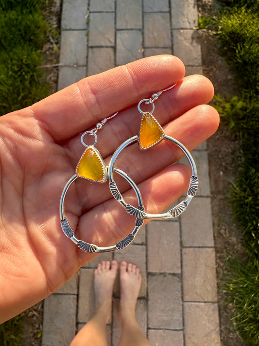 Mad Woman hoops | Yellow chalcedony