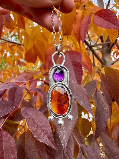 Cascade talisman | Amethyst + Baltic amber