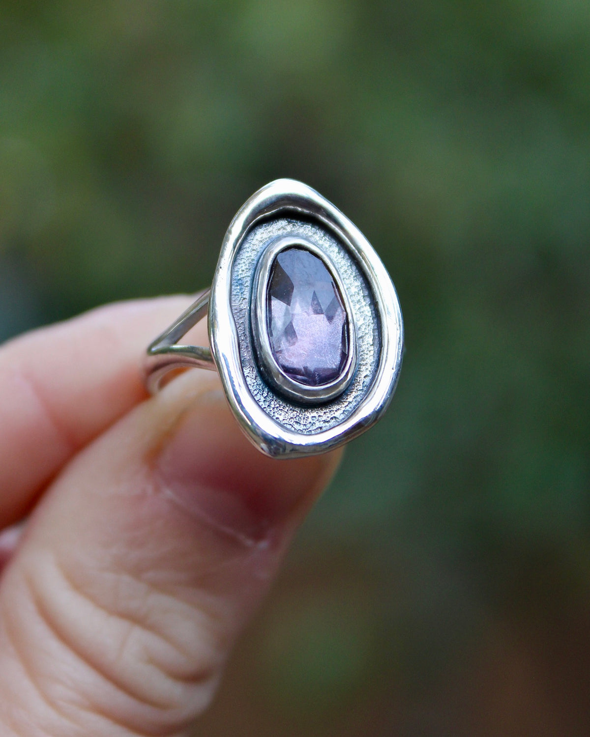 Melted ring | Purple zircon (size 8)