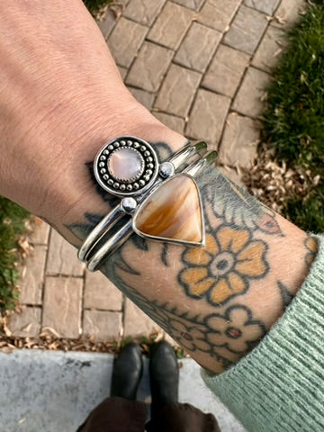 Kaleidoscope cuff | Polychrome jasper & purple agate | 5.5"