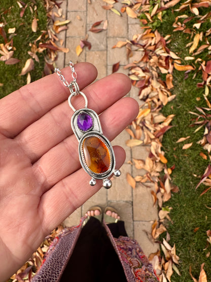 Cascade talisman | Amethyst + Baltic amber