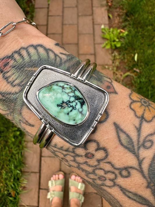 Shield cuff | Angel Wing variscite