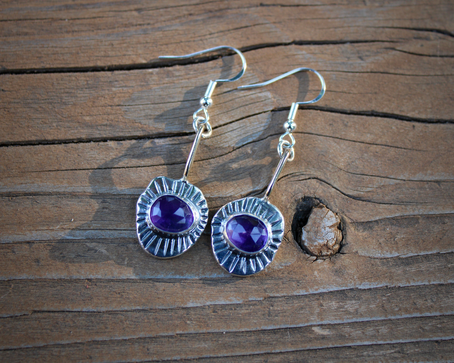 Sunburst danglers | Amethyst