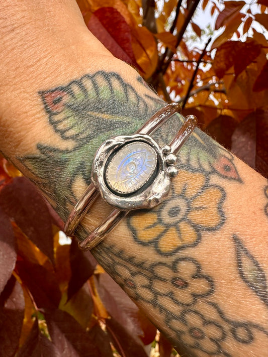Melted cuff | Rainbow moonstone eye