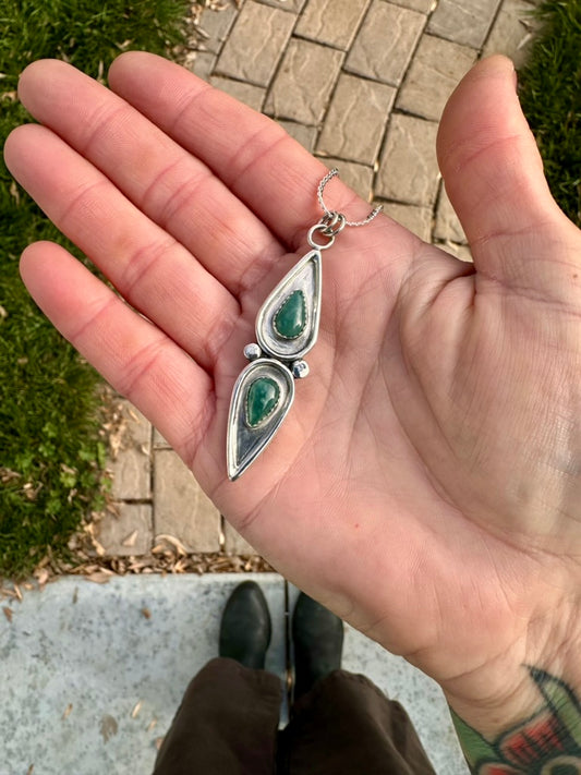 Teardrops necklace | Emerald green jadeite