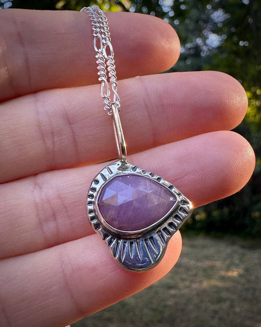 Sunburst necklace | Orange sapphire