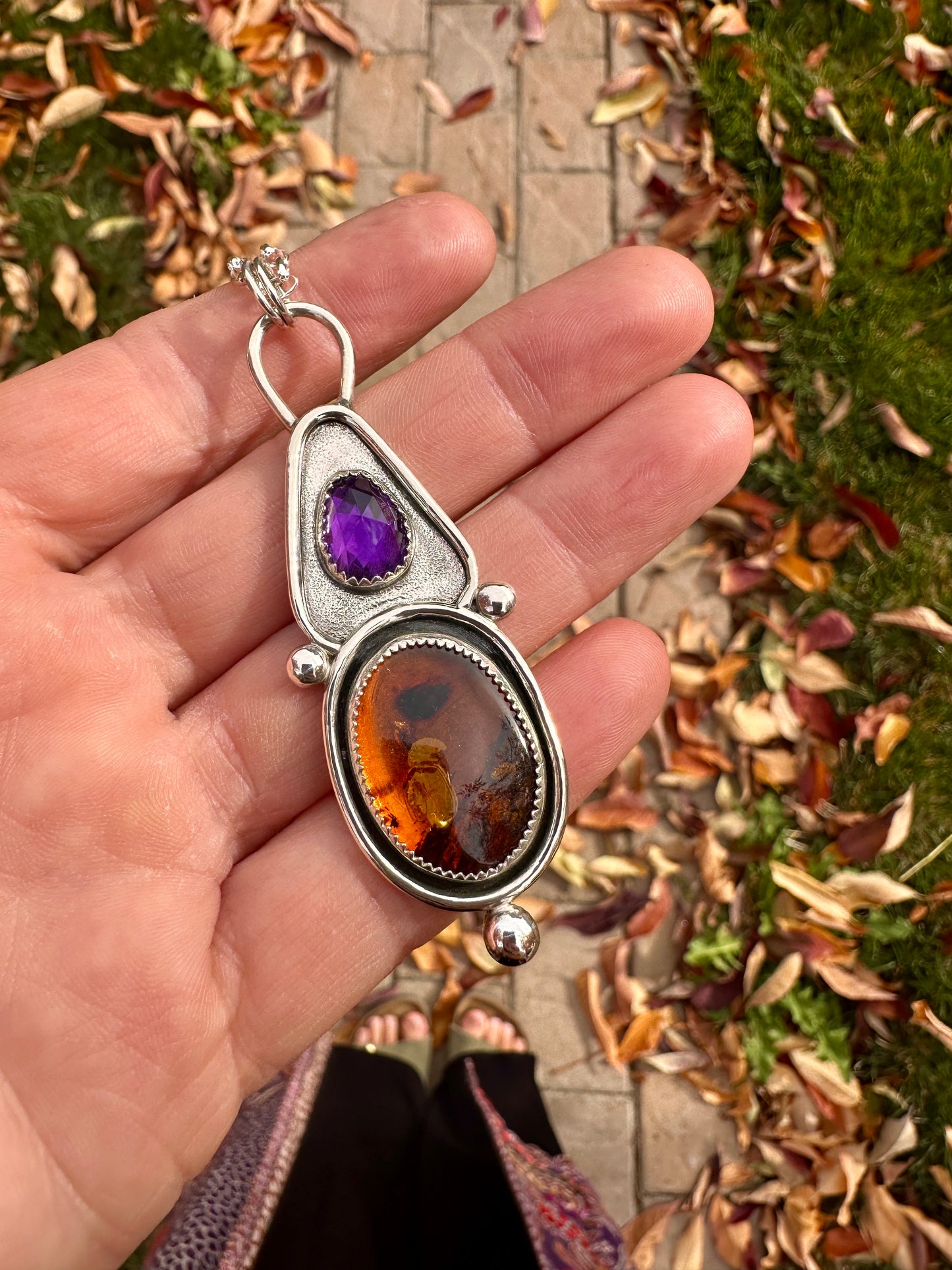 Cascade talisman | Amethyst + Baltic amber