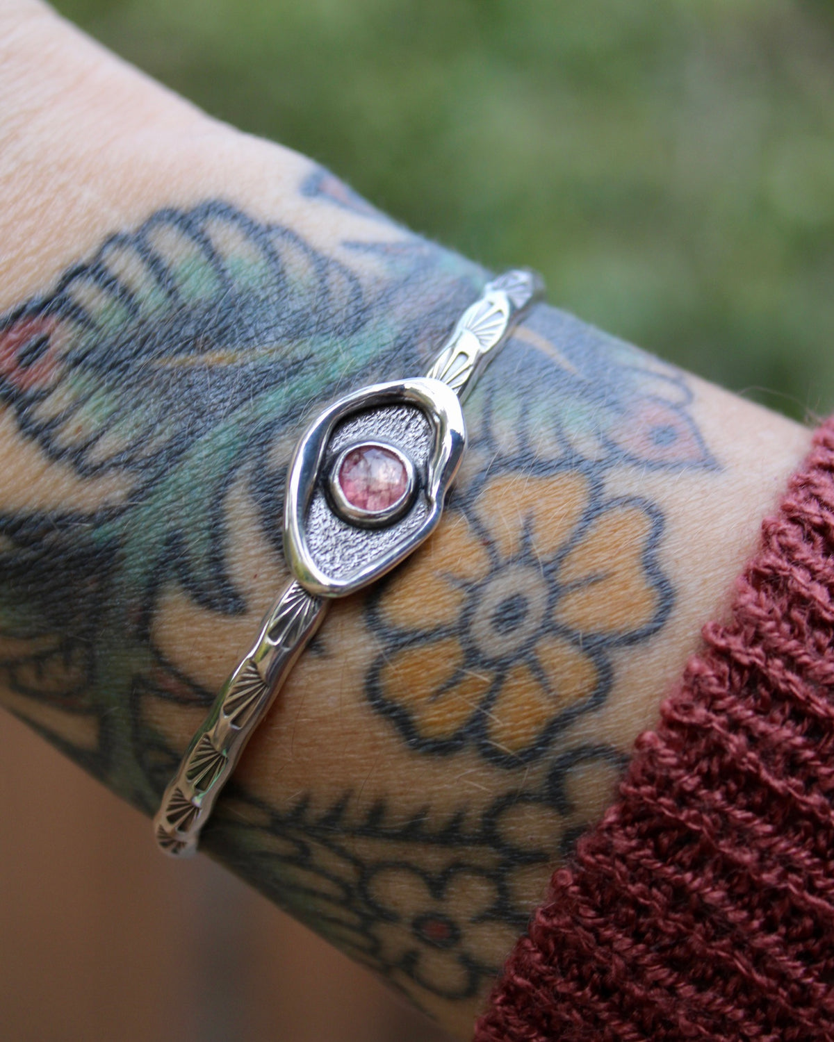 Melted stacker cuff | Pink tourmaline
