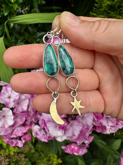 Celestial danglers | Emerald Rose variscite
