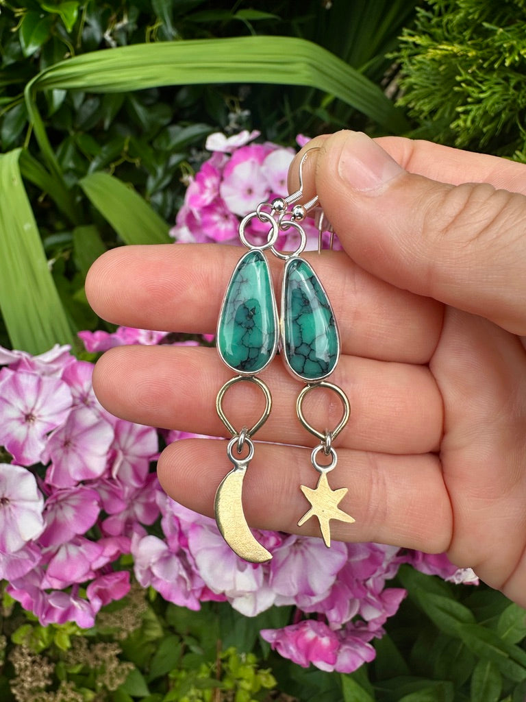 Celestial danglers | Emerald Rose variscite