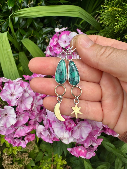 Celestial danglers | Emerald Rose variscite